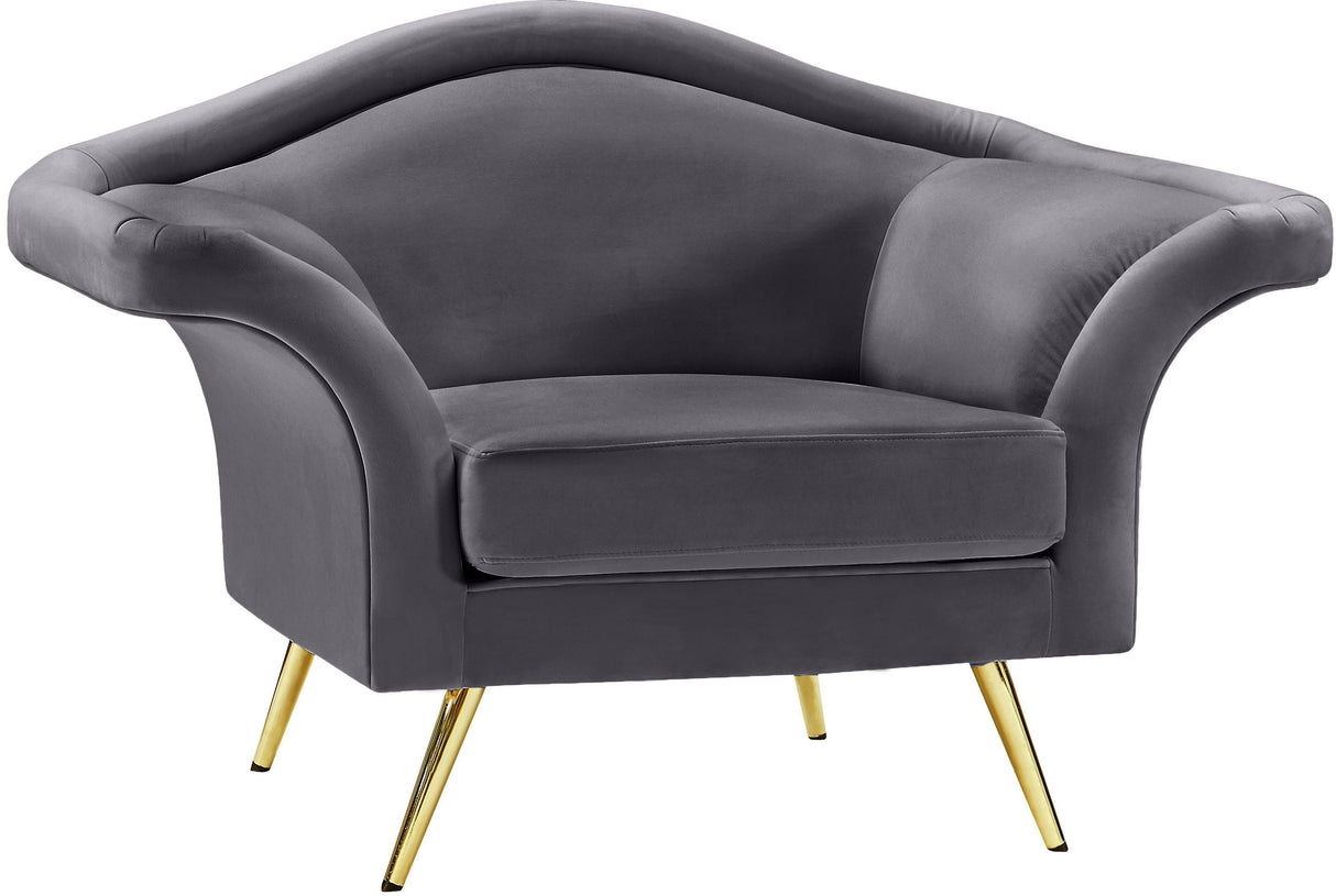 Lips Grey Velvet Chair - galleria furniture outlet