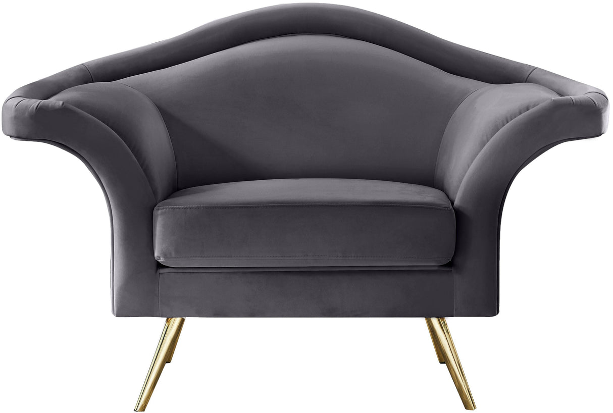 Lips Grey Velvet Chair - galleria furniture outlet