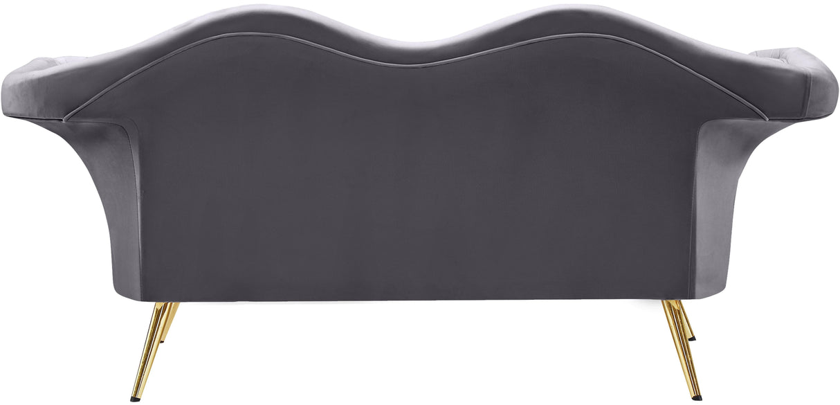 Lips Grey Velvet Loveseat - galleria furniture outlet