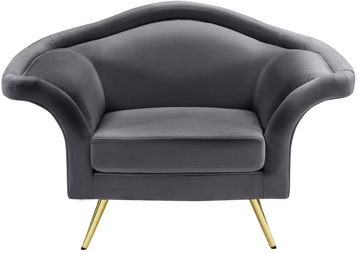 Lips Grey Velvet Chair - galleria furniture outlet
