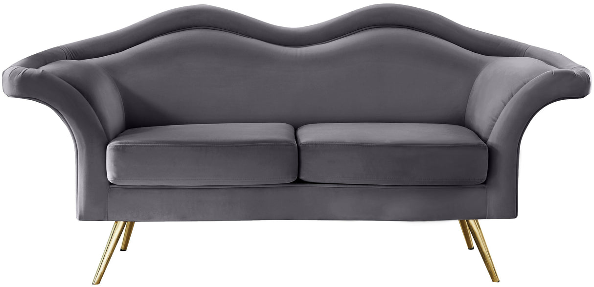 Lips Grey Velvet Loveseat - galleria furniture outlet