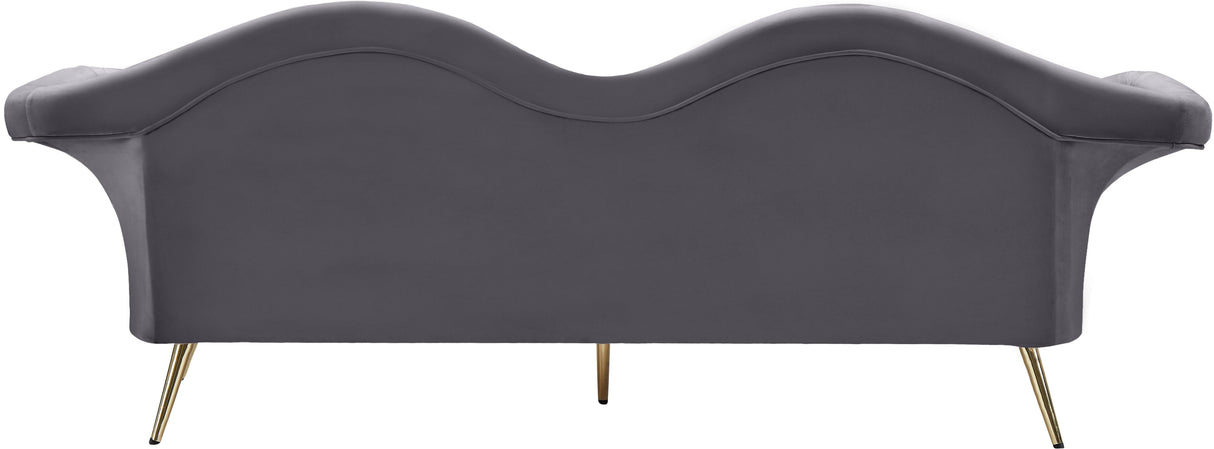 Lips Grey Velvet Sofa - galleria furniture outlet