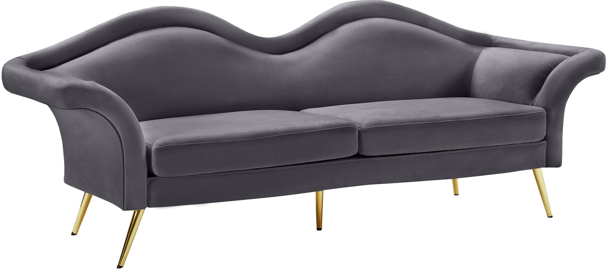 Lips Grey Velvet Sofa - galleria furniture outlet