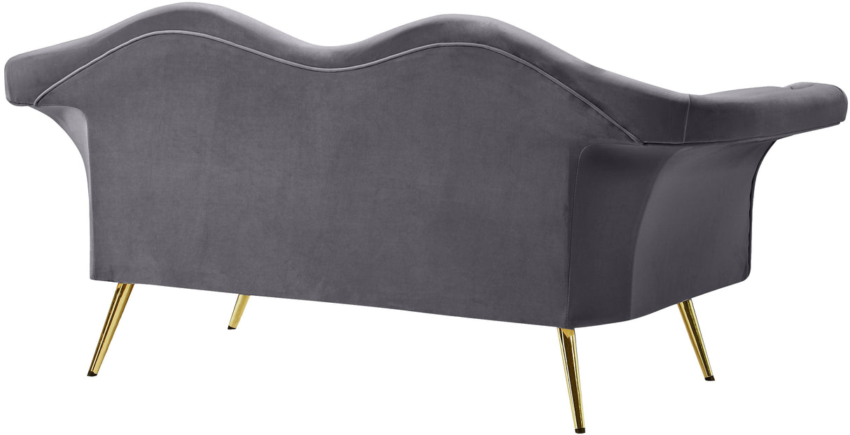 Lips Grey Velvet Loveseat - galleria furniture outlet