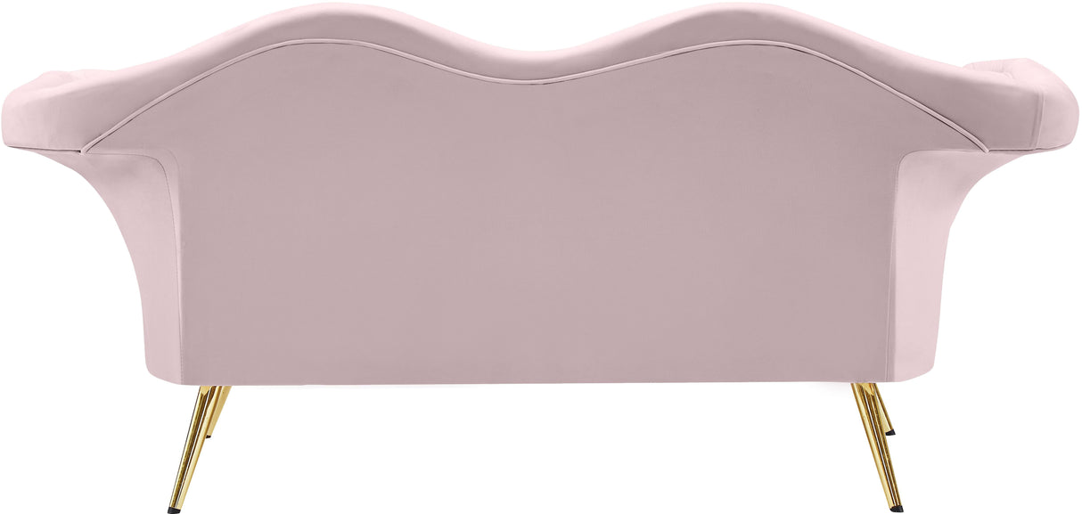 Lips Pink Velvet Loveseat - galleria furniture outlet