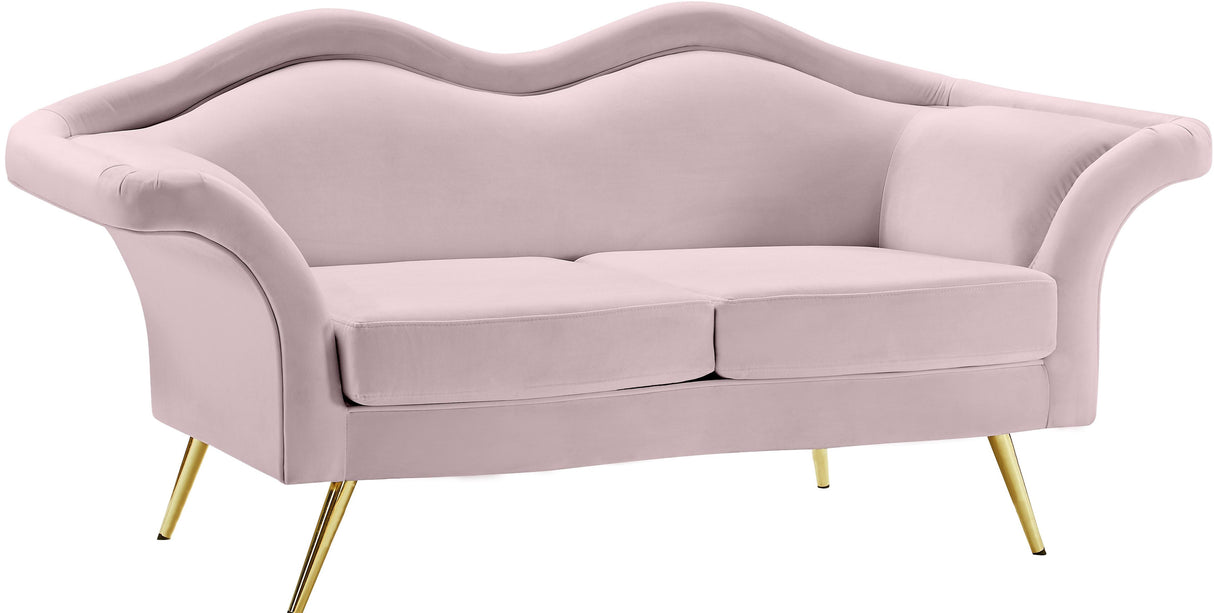 Lips Pink Velvet Loveseat - galleria furniture outlet