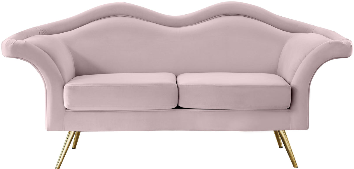 Lips Pink Velvet Loveseat - galleria furniture outlet