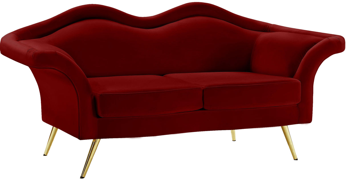 Lips Red Velvet Loveseat - galleria furniture outlet