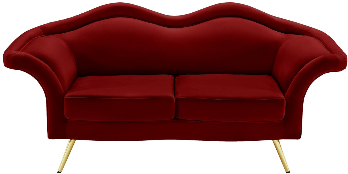 Lips Red Velvet Loveseat - galleria furniture outlet