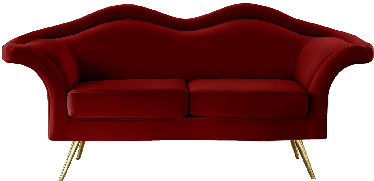 Lips Red Velvet Loveseat - galleria furniture outlet