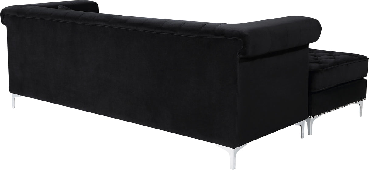 Damian Black Velvet 2pc. Reversible Sectional - galleria furniture outlet