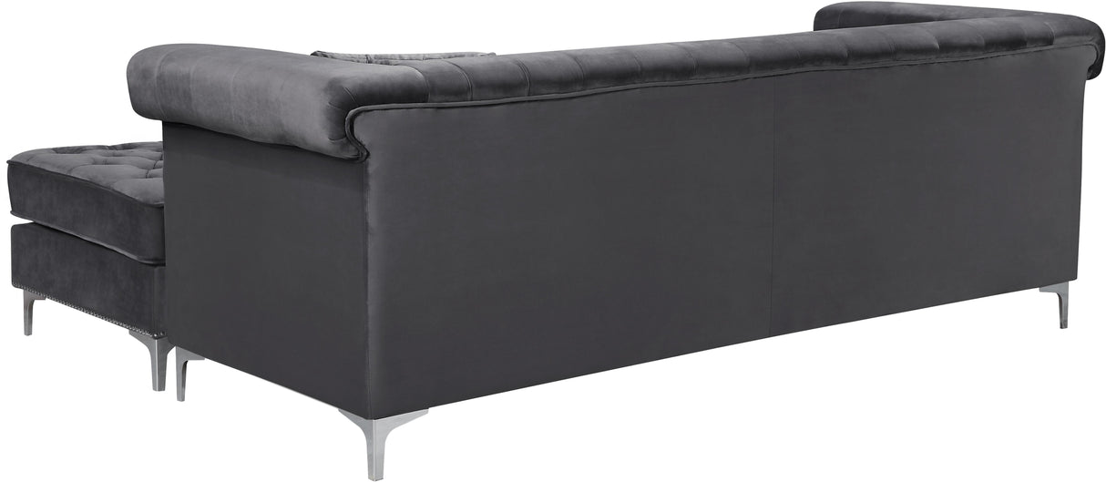 Damian Grey Velvet 2pc. Reversible Sectional - galleria furniture outlet