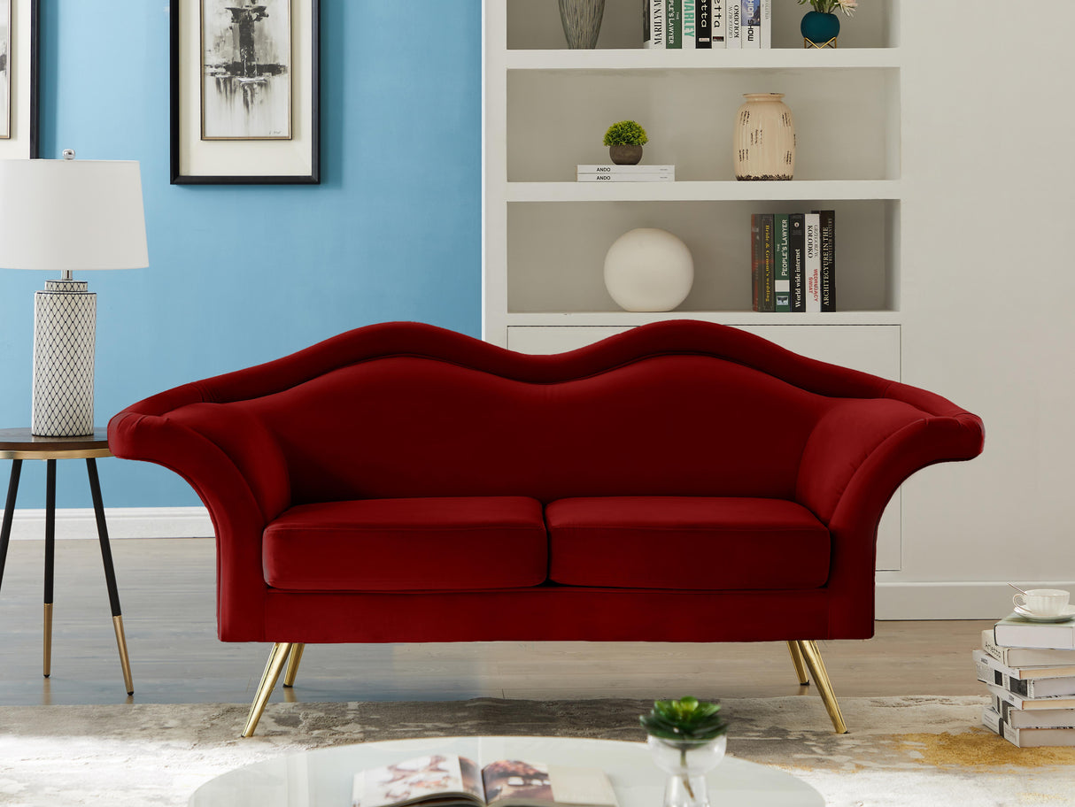 Lips Red Velvet Loveseat - galleria furniture outlet