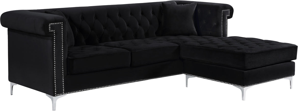 Damian Black Velvet 2pc. Reversible Sectional - galleria furniture outlet