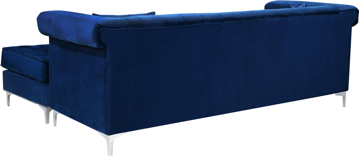 Damian Navy Velvet 2pc. Reversible Sectional - galleria furniture outlet