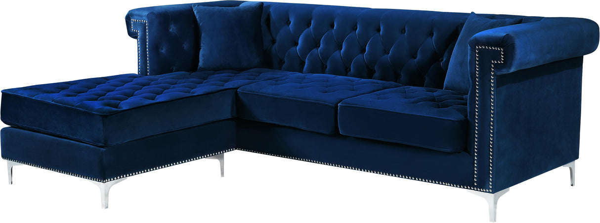 Damian Navy Velvet 2pc. Reversible Sectional - galleria furniture outlet