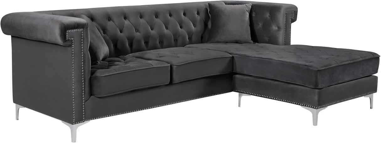 Damian Grey Velvet 2pc. Reversible Sectional - galleria furniture outlet