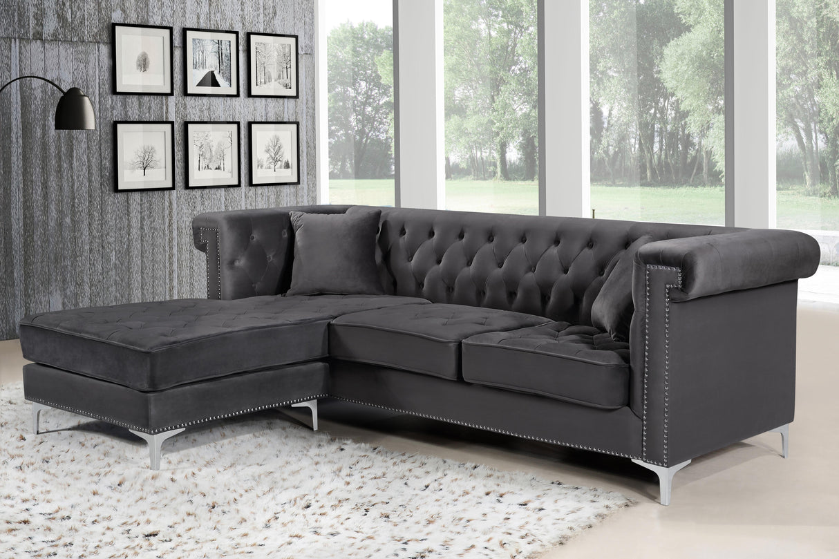 Damian Grey Velvet 2pc. Reversible Sectional - galleria furniture outlet
