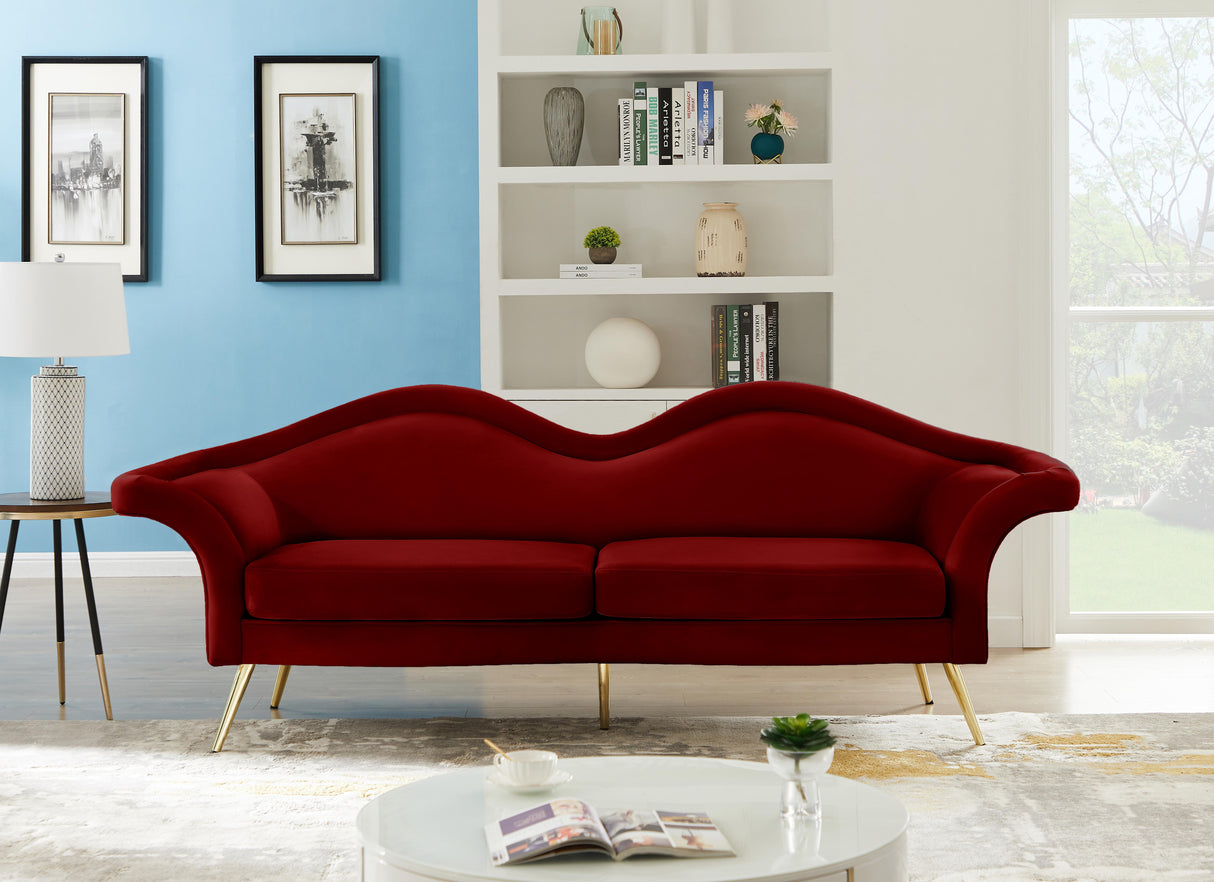 Lips Red Velvet Sofa - galleria furniture outlet