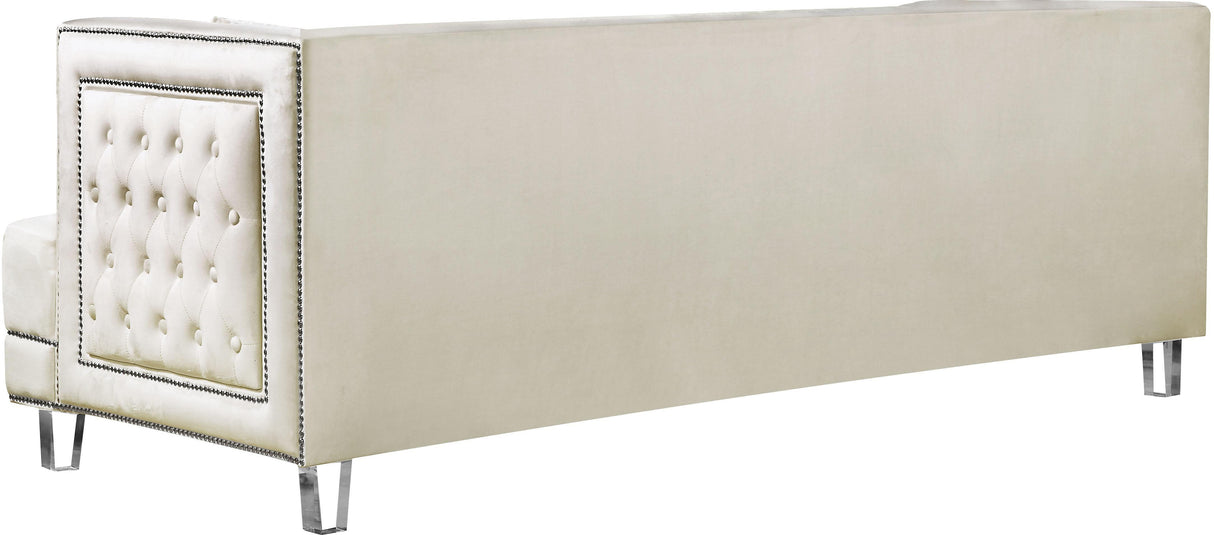 Lucas Cream Velvet Sofa - galleria furniture outlet