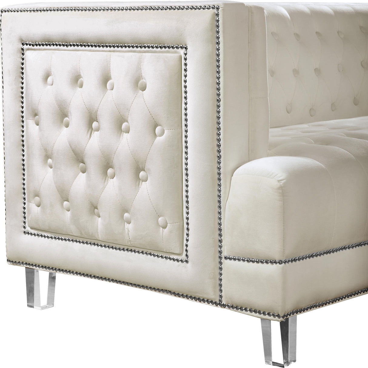 Lucas Cream Velvet Loveseat - galleria furniture outlet