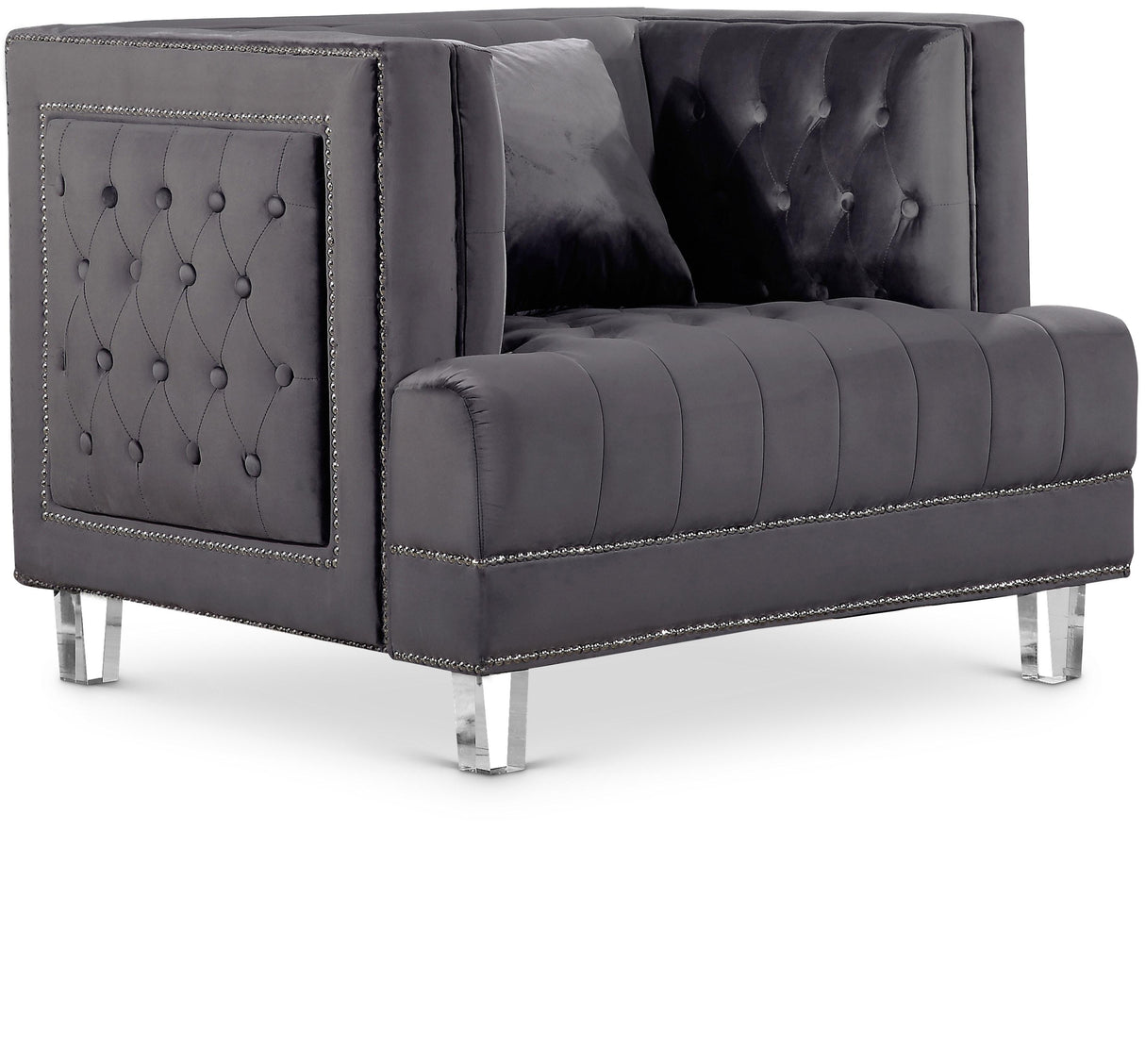 Lucas Grey Velvet Chair - galleria furniture outlet