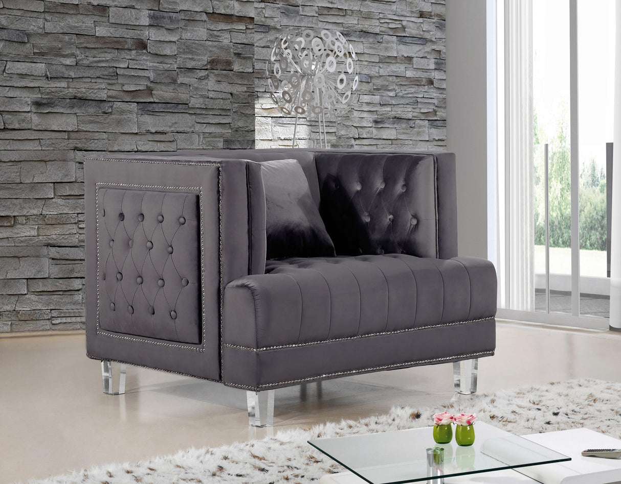 Lucas Grey Velvet Chair - galleria furniture outlet