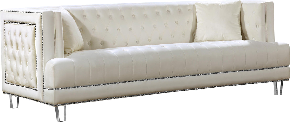 Lucas Cream Velvet Sofa - galleria furniture outlet
