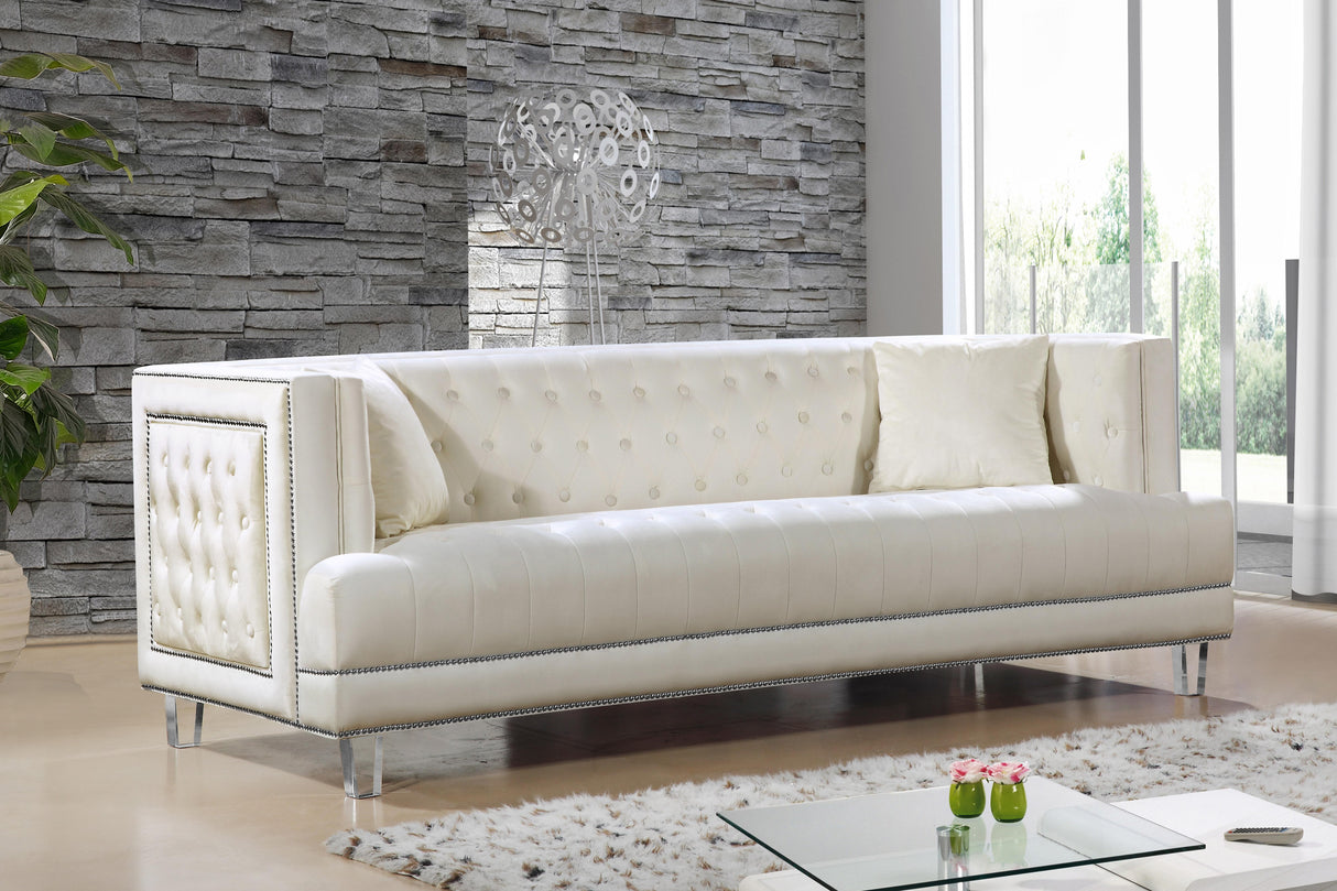 Lucas Cream Velvet Sofa - galleria furniture outlet