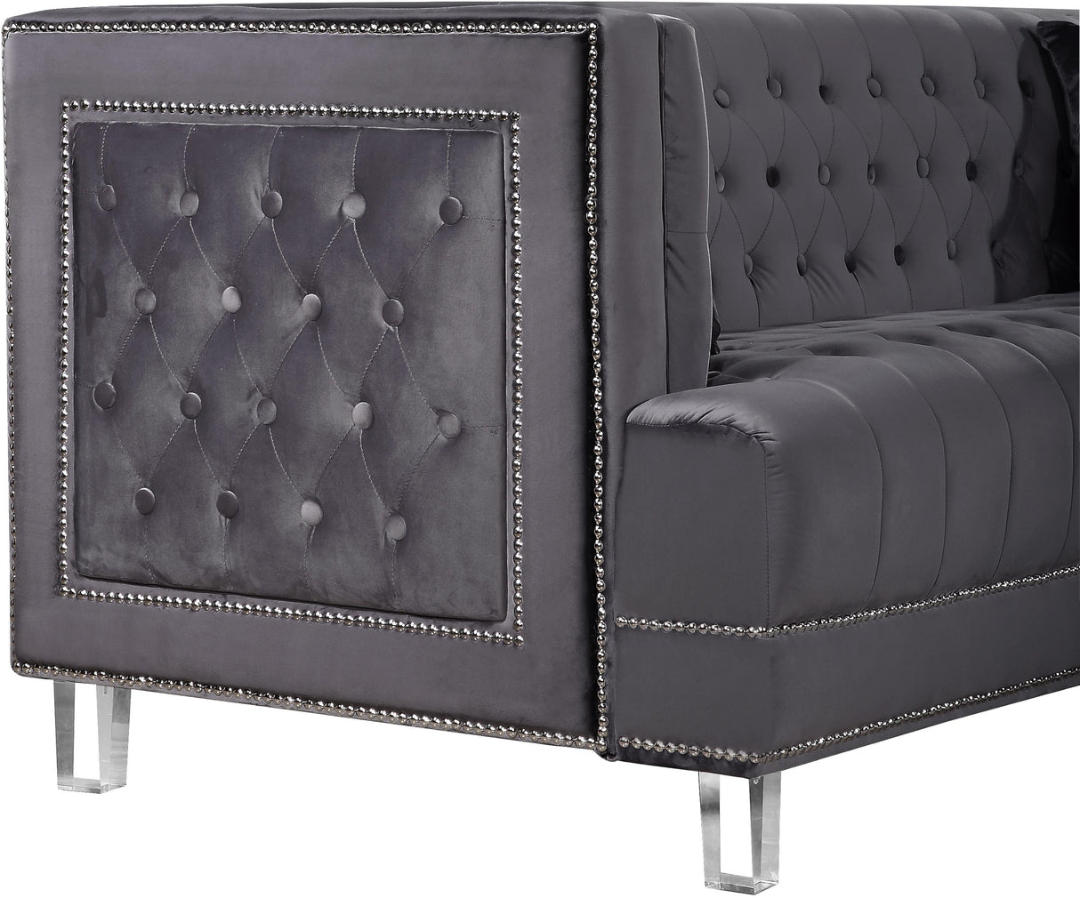 Lucas Grey Velvet Chair - galleria furniture outlet