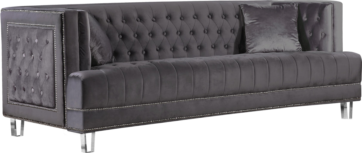 Lucas Grey Velvet Sofa - galleria furniture outlet