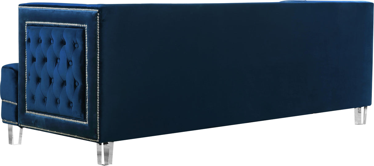 Lucas Navy Velvet Sofa - galleria furniture outlet