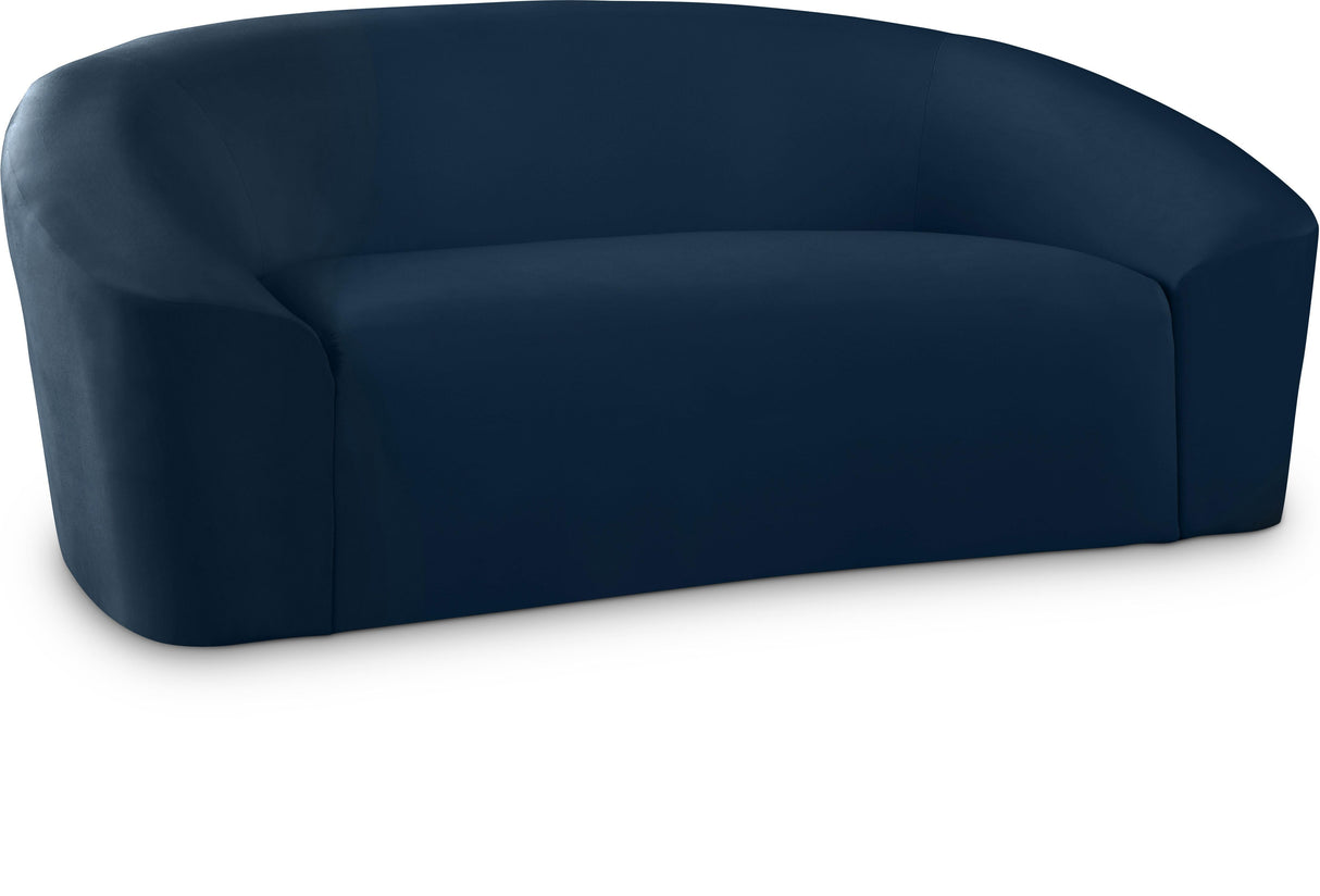 Riley Navy Velvet Loveseat - galleria furniture outlet