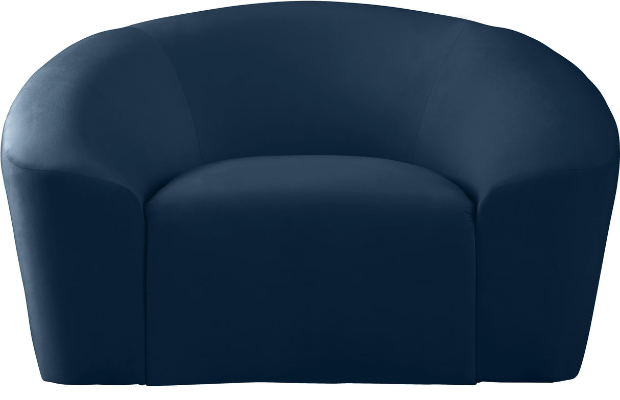 Riley Navy Velvet Chair - galleria furniture outlet