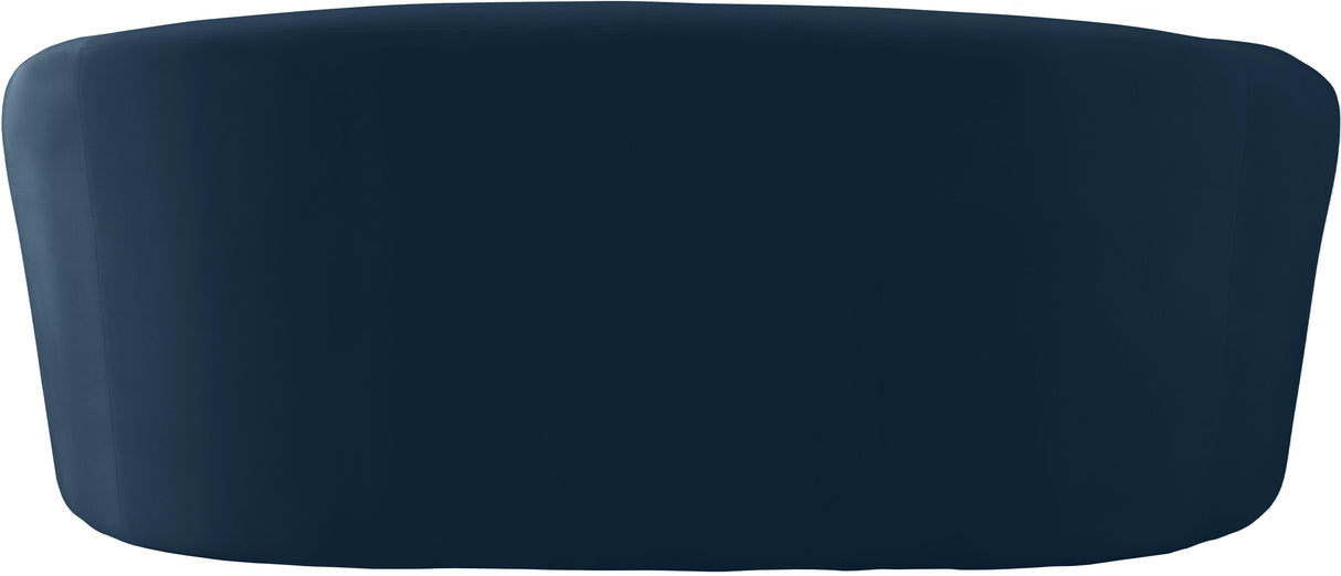 Riley Navy Velvet Loveseat - galleria furniture outlet
