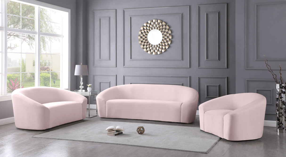 Riley Pink Velvet Sofa - galleria furniture outlet