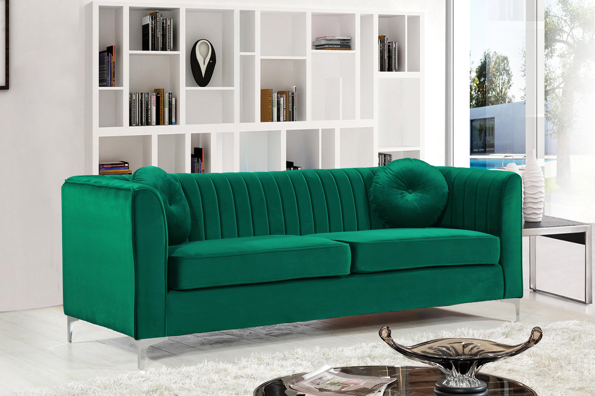 Isabelle Green Velvet Sofa - galleria furniture outlet