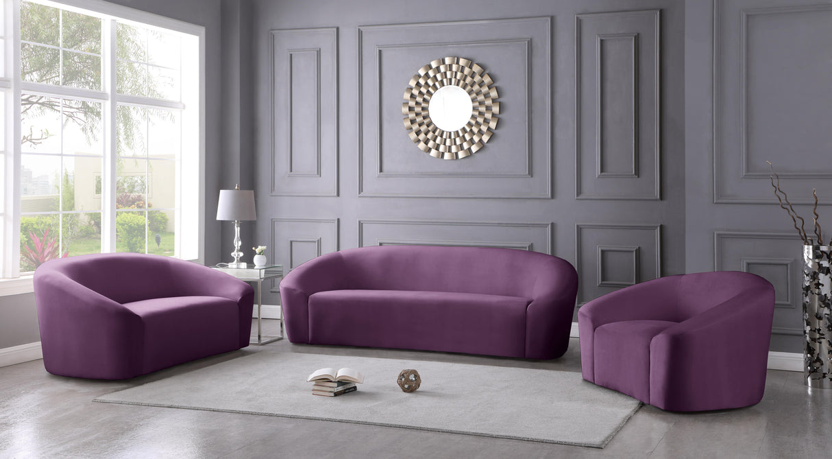 Riley Purple Velvet Chair - galleria furniture outlet