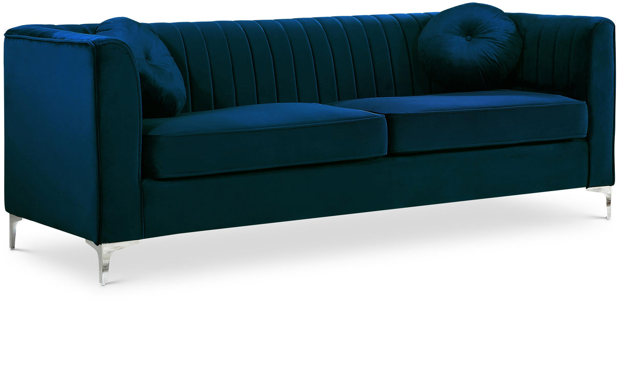 Isabelle Navy Velvet Sofa - galleria furniture outlet
