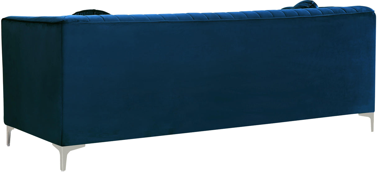 Isabelle Navy Velvet Loveseat - galleria furniture outlet