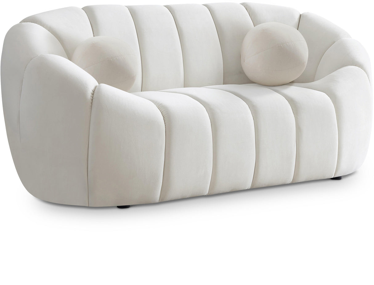 Elijah Cream Velvet Loveseat