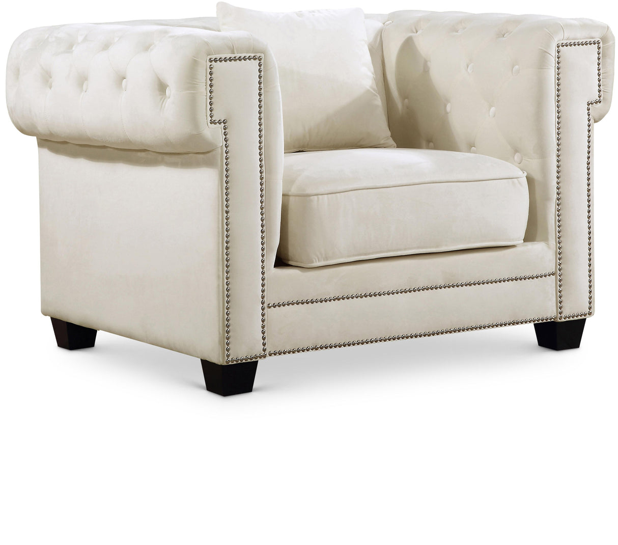 Bowery Cream Velvet Chair - galleria furniture outlet