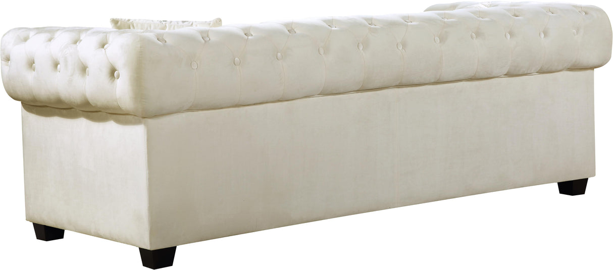 Bowery Cream Velvet Loveseat - galleria furniture outlet