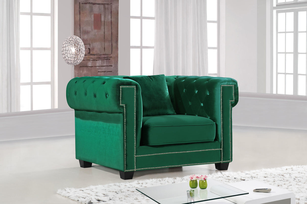 Bowery Green Velvet Chair - galleria furniture outlet