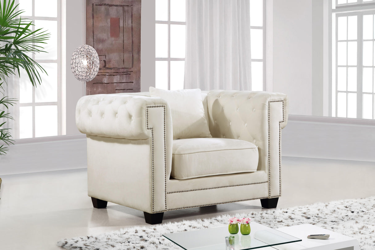 Bowery Cream Velvet Chair - galleria furniture outlet