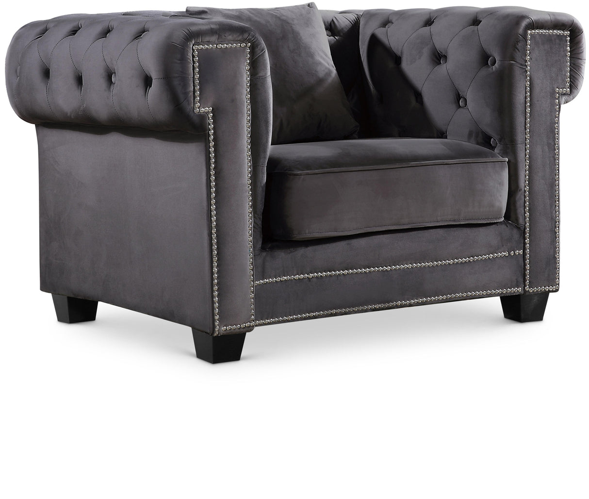 Bowery Grey Velvet Chair - galleria furniture outlet