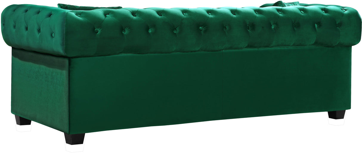 Bowery Green Velvet Sofa - galleria furniture outlet