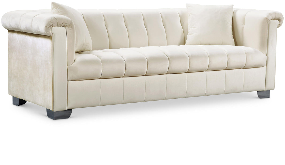 Kayla Cream Velvet Sofa - galleria furniture outlet
