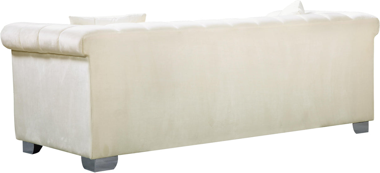 Kayla Cream Velvet Sofa - galleria furniture outlet