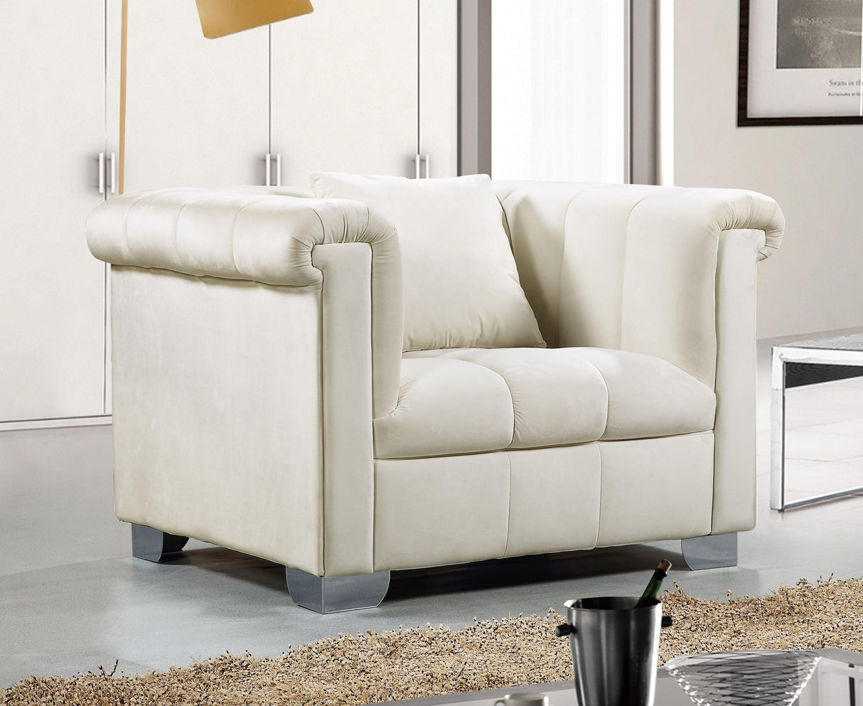 Kayla Cream Velvet Chair - galleria furniture outlet